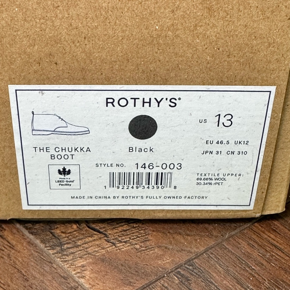 Rothy's Black Men's Chukka Boots - Picture 2 of 7